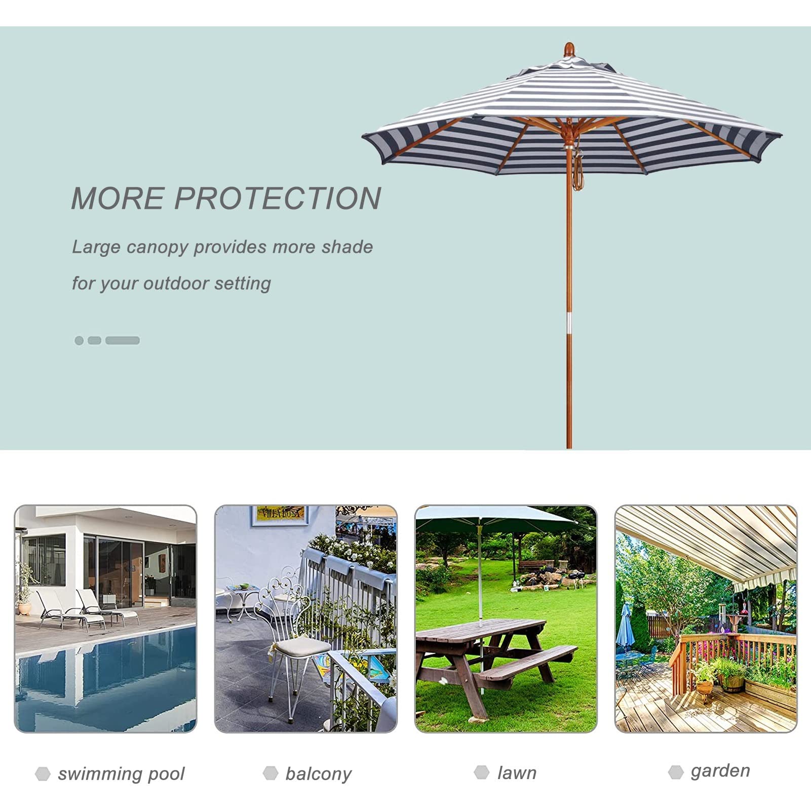 Kai Wiechmann Parasol de 240 cm, vert, inclinable, sortie de vent, protection UV 50, vert, 240 cm