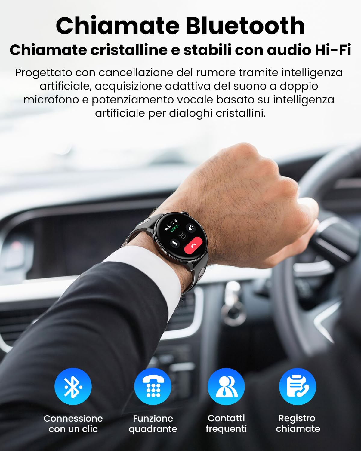 Smart Watch GPS, Orologio Smart con Schermo AMOLED da 1.43" per Uomo/Donna, Tracker Fitness, Compass Smartwatch Militare, Compatibile con Android & iOS (Rispondi/Chiamate Bluetooth) (Nero)