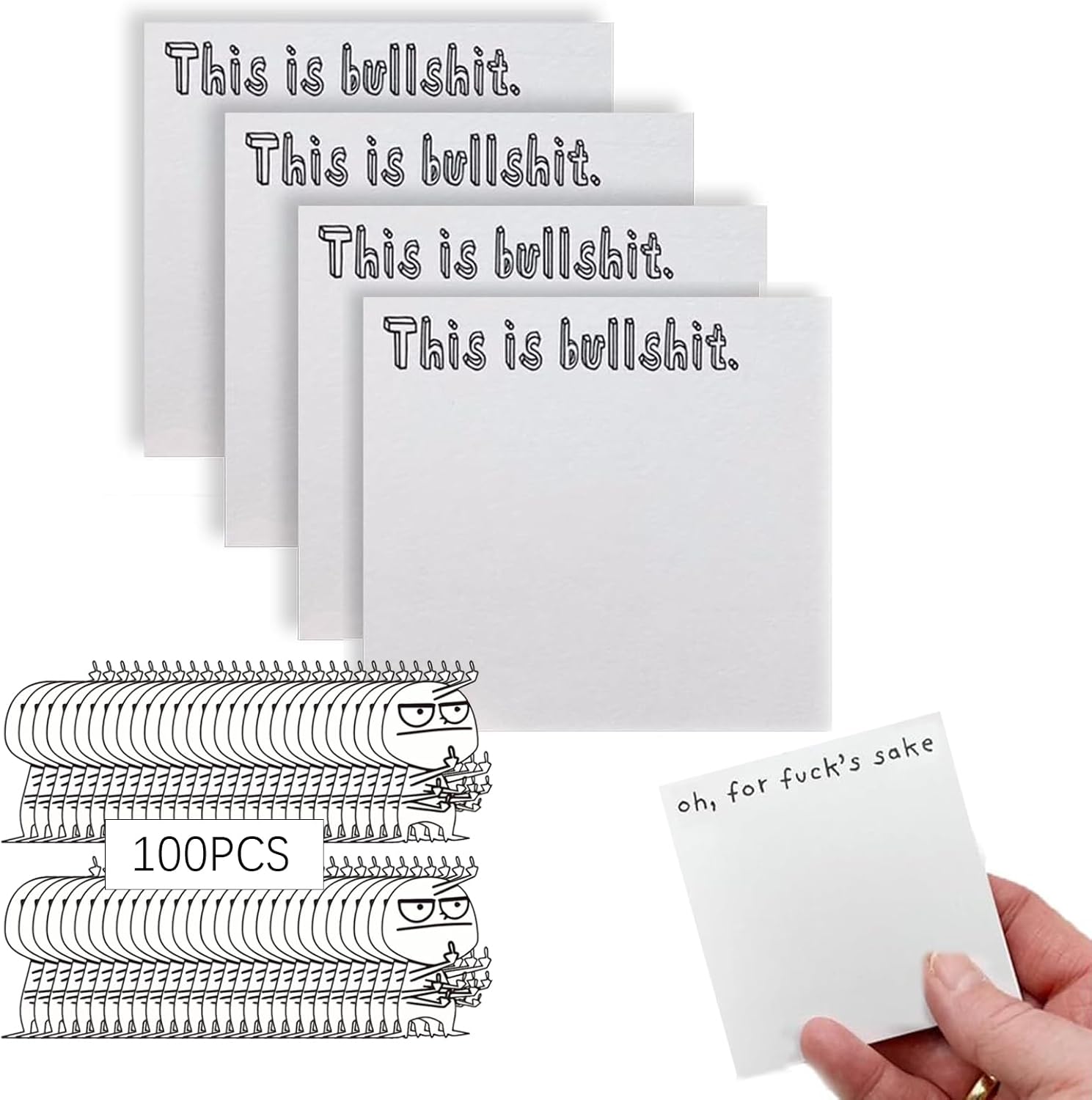 FunTastic Sticky Note Set,This is Bullshit Note,4 Pieces of Novelty Memo Pads with