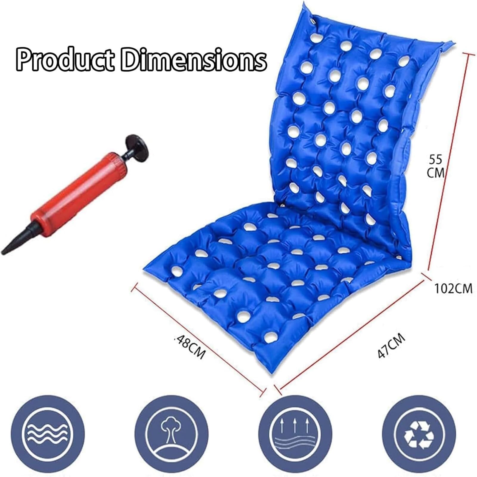 Materasso a pressione alternata con pompa elettrica, materasso ad aria anti-decubito con 55 prese d'aria, cuscinetto a pressione pieghevole gonfiabile in PVC, per anziani e disabili, prevenzione del