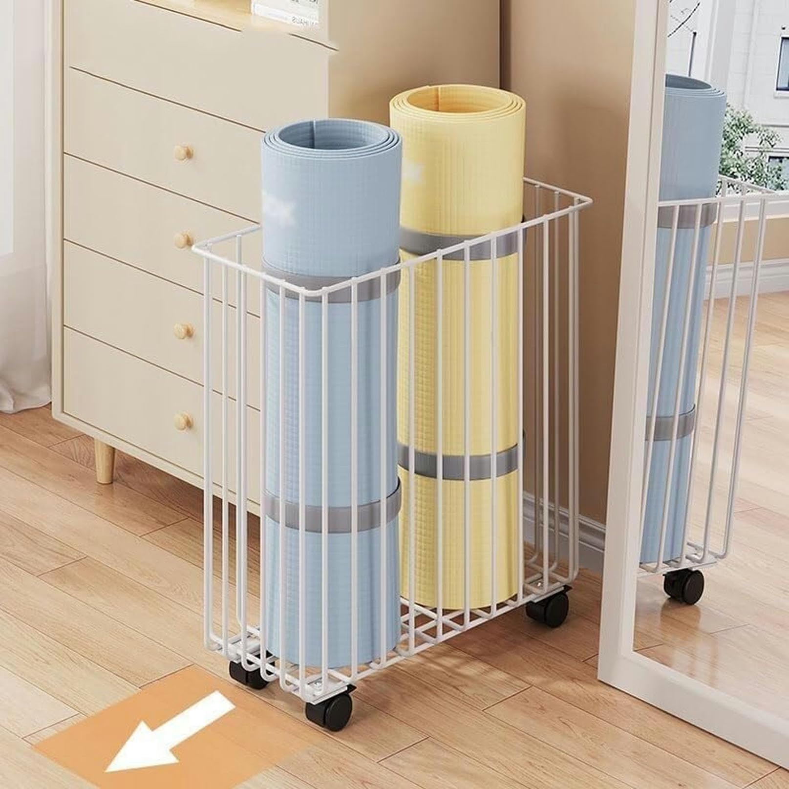 Estante de almacenamiento for gimnasio en casa, soporte for esterilla yoga, organizador, eje espuma extraíble for el hogar, deportivo for fitness, estante estrecho
