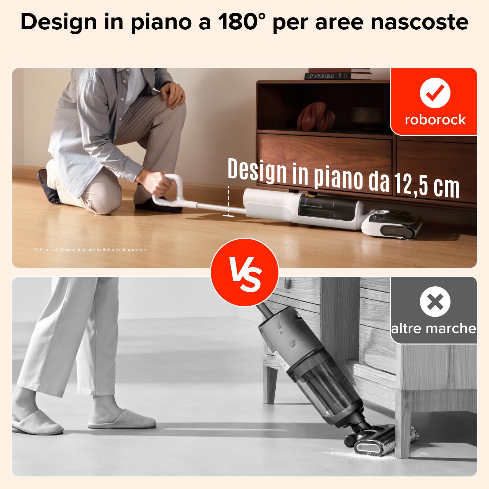 roborock F25 GT Aspirapolvere e Lavapavimenti Senza Fili, Pulizia Completa 20 kPa, Autopulizia ad Alta Temperatura fino a 90 °C, Inclinazione 180°, Pulizia a Doppio Bordo per Pavimenti