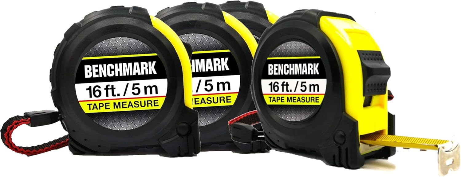 Benchmark - 4 Pack - 16 Foot Tape Measure - HG Series - Retractable, Autowind and Lock - - 