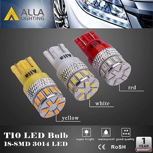 Miniatura 4 de Combo T10 168 194 Bombillas LED Rojo + Amarillo + Blanco Mapa Interior, Domo, Tronco, Luces de Marcador, Luces de Placa 2825 W5W 194NA 175 161