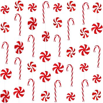 60Pcs Mini Plastic Candy Canes,Peppermint Ornaments for Crafts