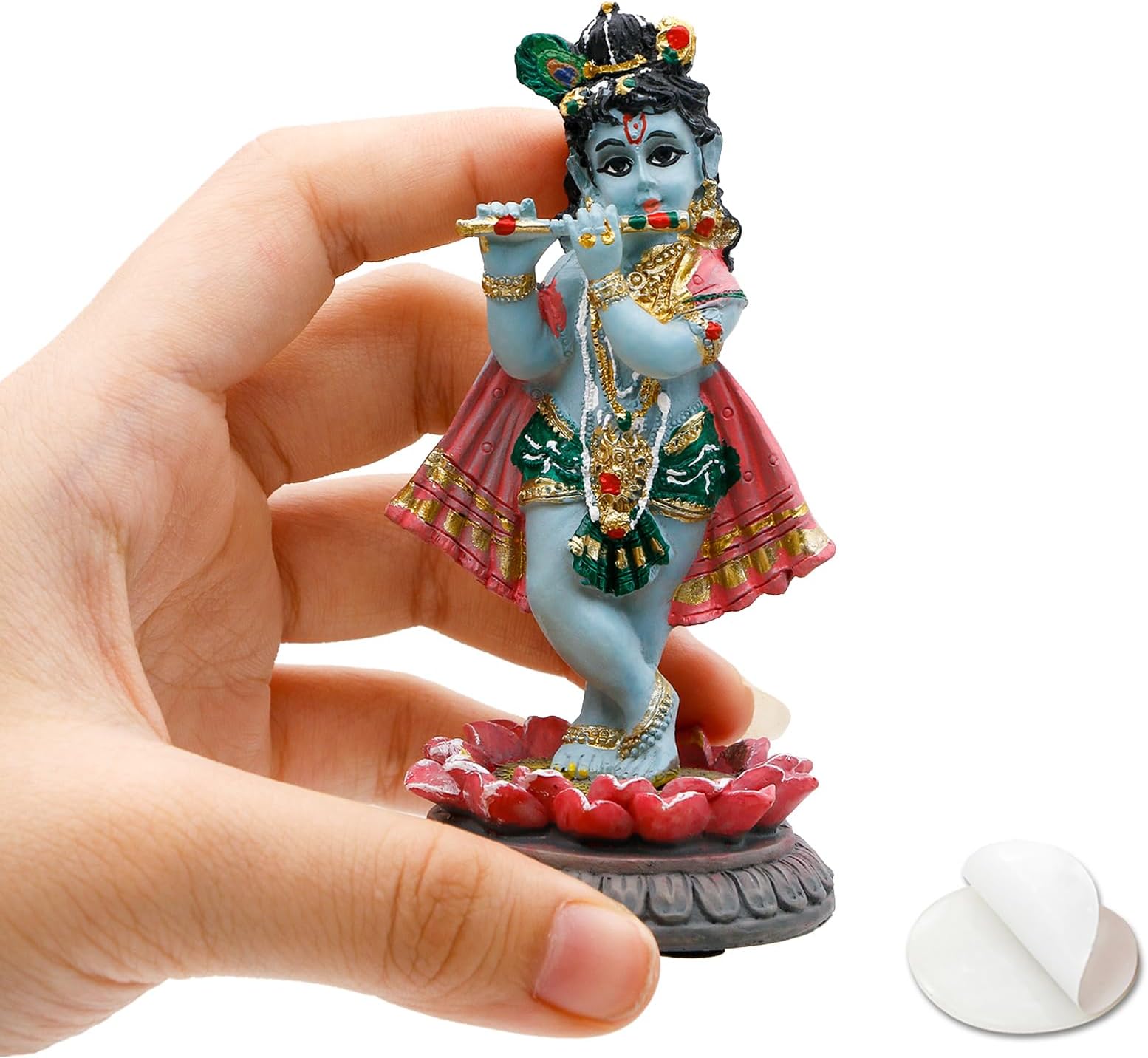BangBangDa Krishna Statue for Car Dashboard - 3.9”H Polystone Hindu God Krishna for Vehicle Decor Birthday Gifts for Indian Friend Wedding Diwali Murti President Temple Mandir Altar Pooja Item