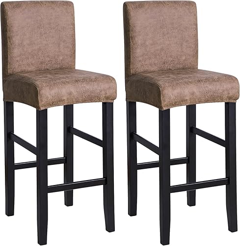 FORCHEER Juego de 2 fundas para silla de taburete de bar con respaldo, de piel, para sillas de mostrador de respaldo corto, extraíble y lavable (2