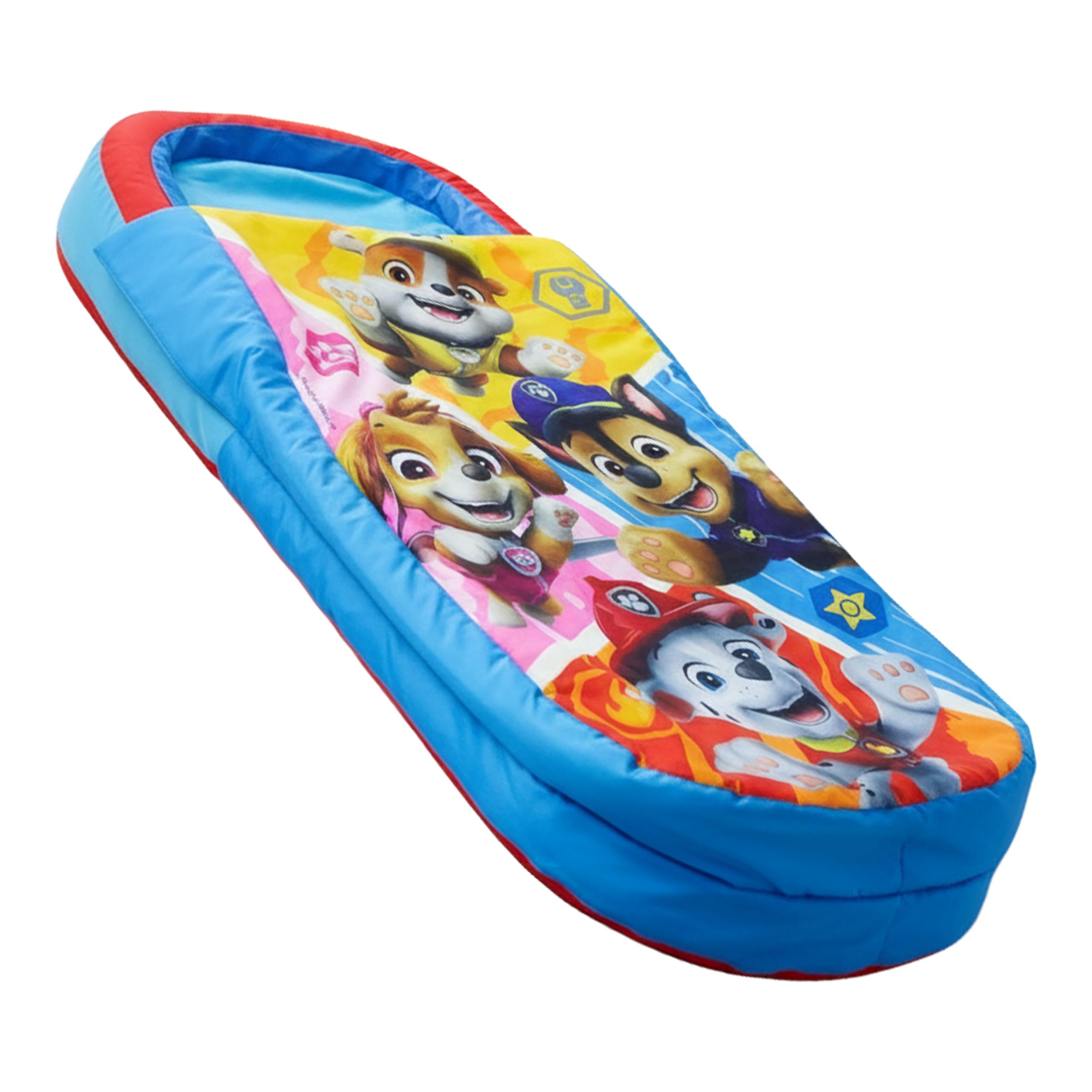 Character World Paw Patrol Officially Licensed My First ReadyBed - Toddler Airbed and Sleeping Bag in one - Chase, Rubble, Marshall and Skye for Sleepovers, Camping 130 x 61 x 23 cm