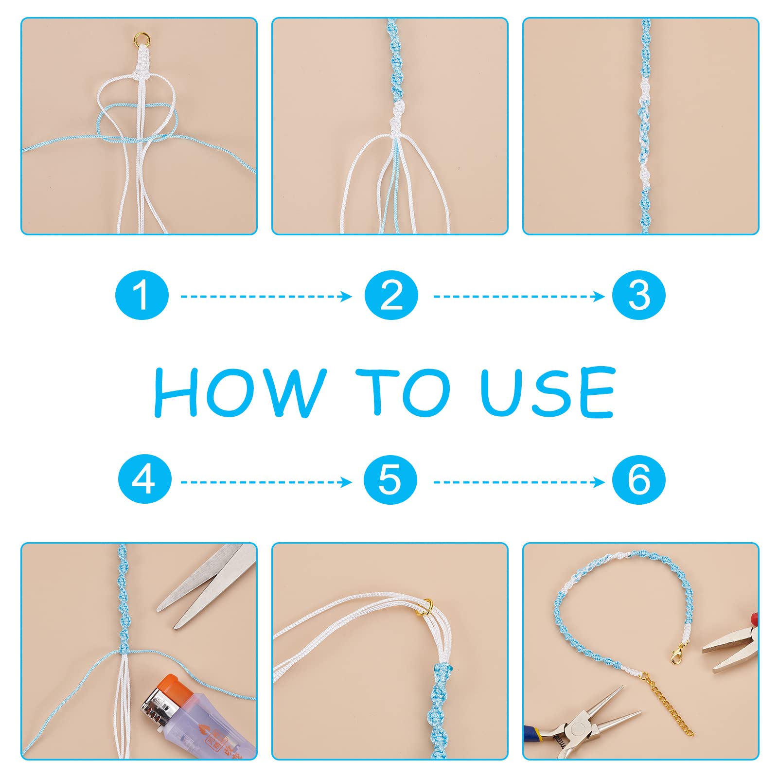 Filo Di Nylon Macramè PandaHall - 31 Colori, 1mm, 816m Totale Per Braccialetti E Decorazioni Fai Da Te - Foto 4