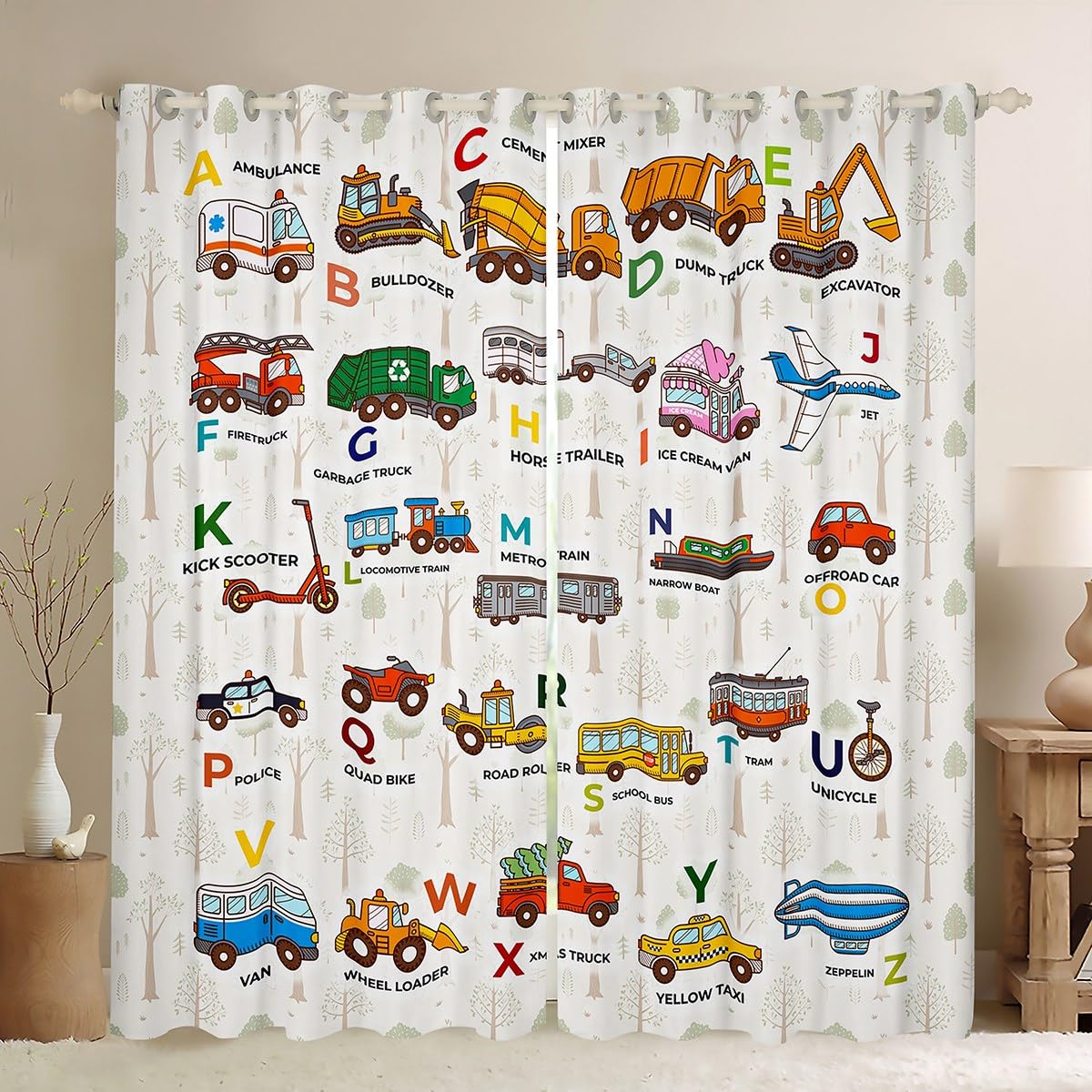 Kinder Vorhänge Mit Auto-Muster - XL Set 2-teilig 245x140cm