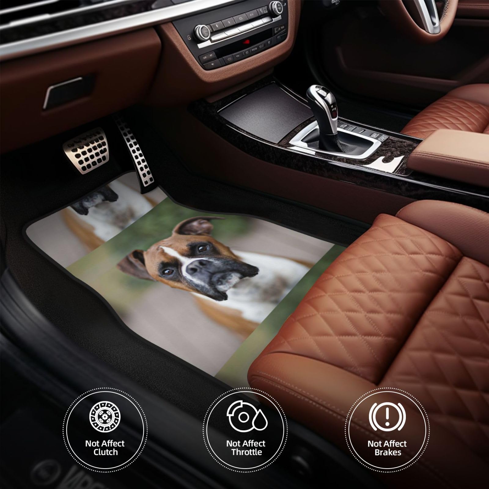 Boxerhund, 4er-Set Auto-Fußmatten, Neopren-Fußmatten für Fahrzeuge, rutschfeste Auto-Fußmatten, Autozubehör