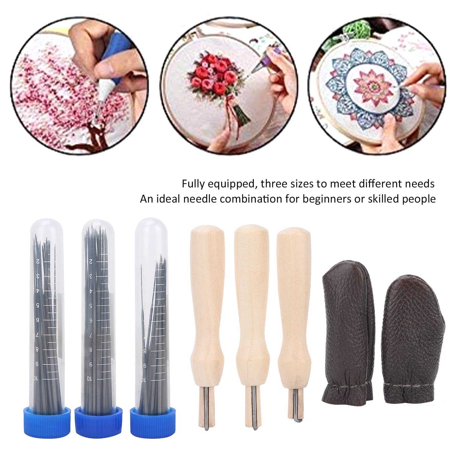 68 Pcs Needle Felting Kit, Needle Felting Needles, Needle Felting Stitch Punch Tool - Wool Felt Needle Tools with Poking Needles Storage Box Wood Stamp Finger Cots