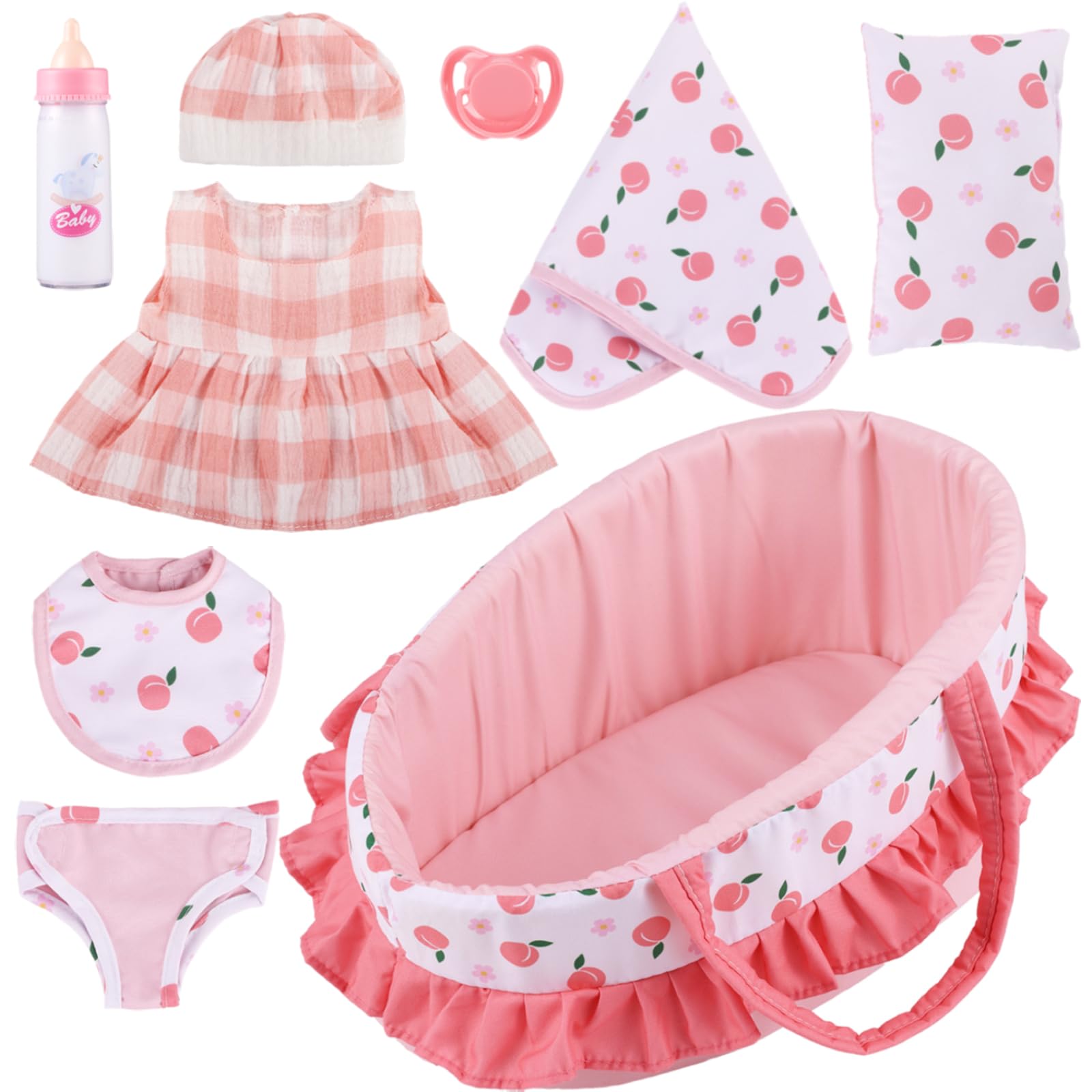 GAGAKU - Baby Crib Carrier, 12" Doll Accessories Set, 12" Doll Carrier Accessories, Including Magic Bottle, Bib, Pacifier, Diaper