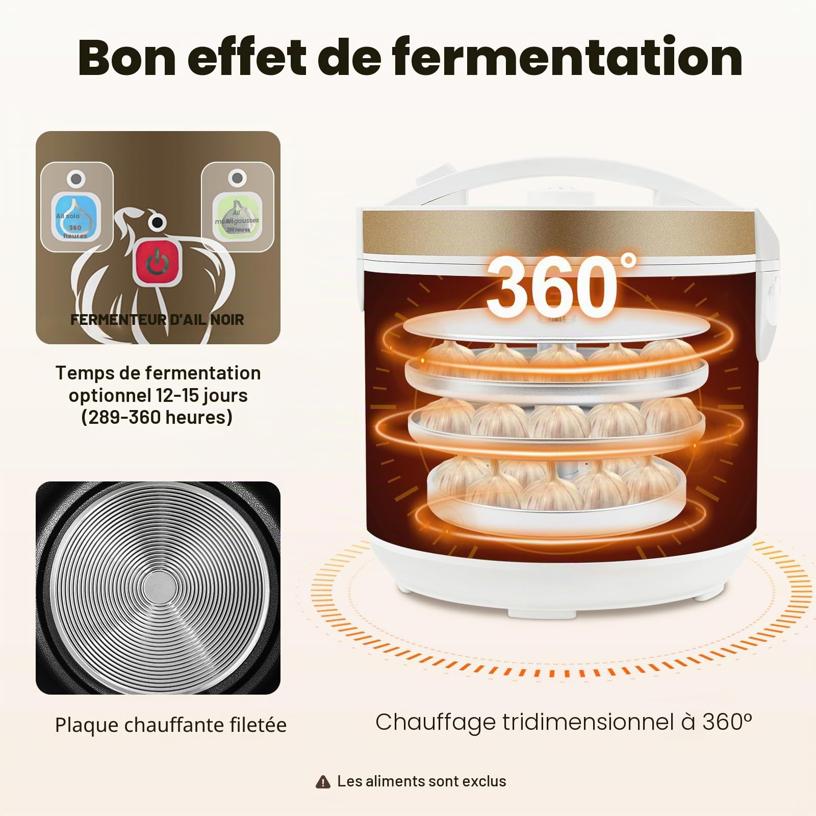 Fermenteur d'ail noir - 90 W - Contrôle automatique intelligent - Avec contrôle du temps et de la température - Pour la fabrication d'ail noir, yaourt alimentaire