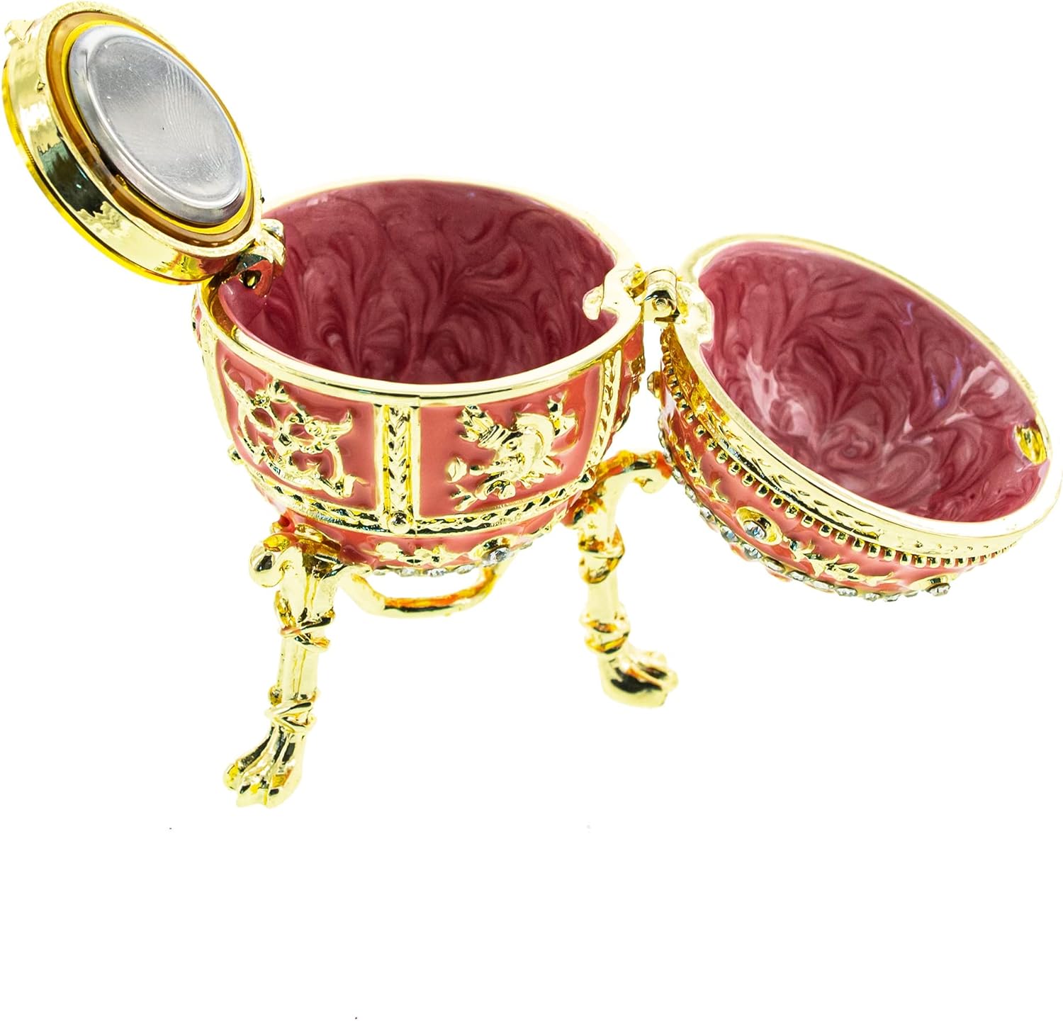BestPysanky Pink Enamel Royal Inspired Imperial Easter Egg with Surprise