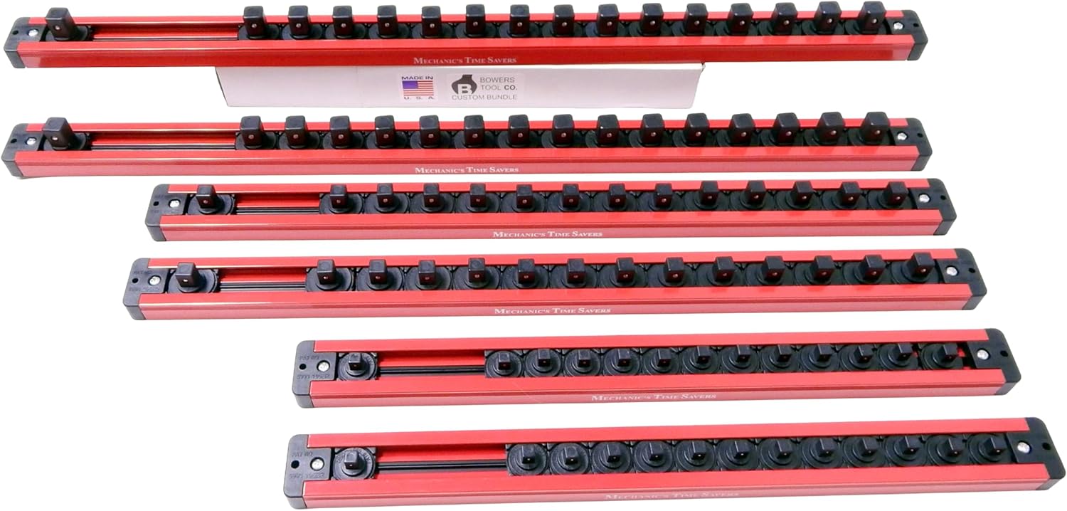 Mechanics Time Savers Lock A Socket Magnetic Rail Set 6pc 1/4" 3/8" 1/2" Drive MTS Made in USA