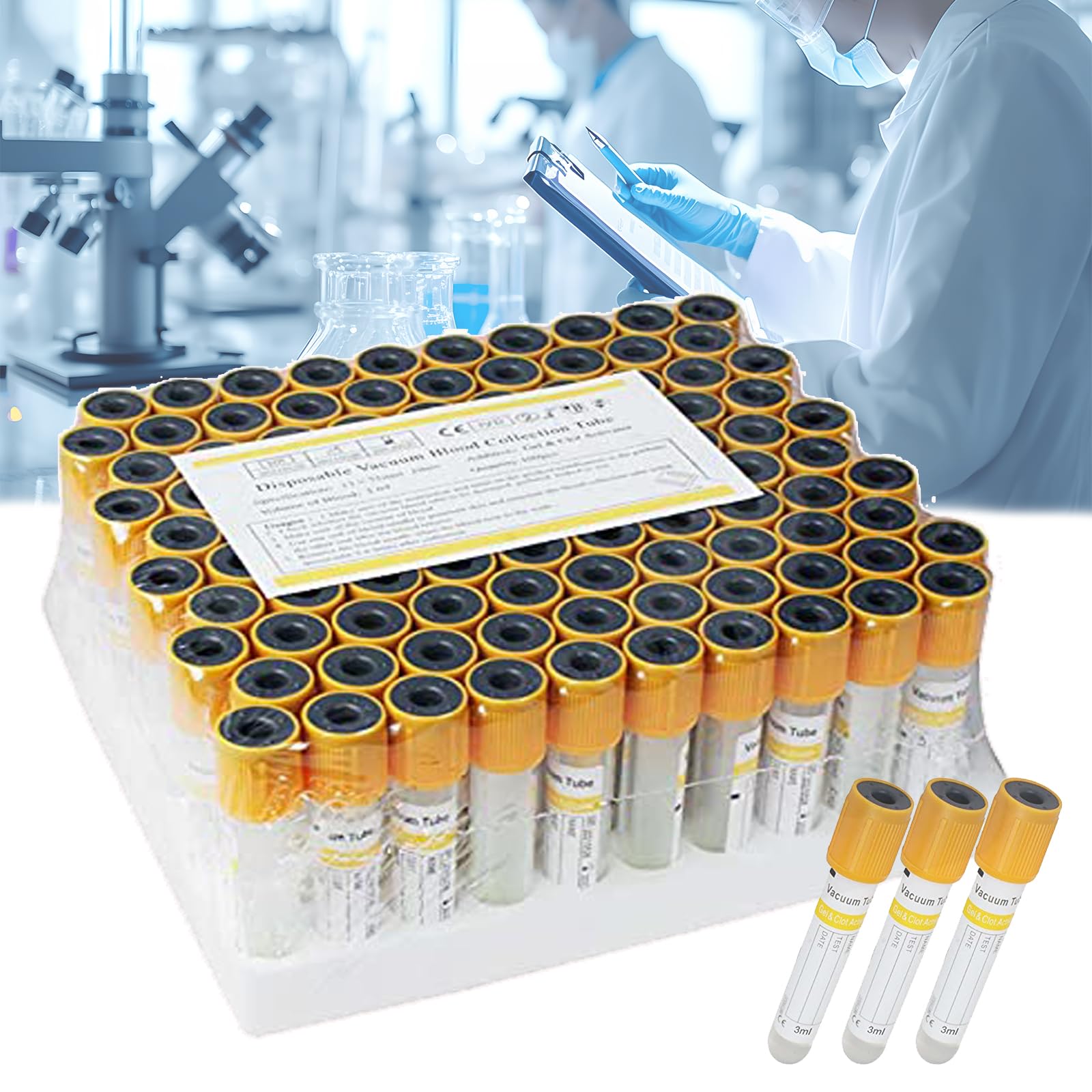 Set di 100 provette per la raccolta del sangue venoso,provetta per centrifuga da laboratorio,provette monouso per la raccolta del sangue sottovuoto,tecnologia di elaborazione asettica,5ml