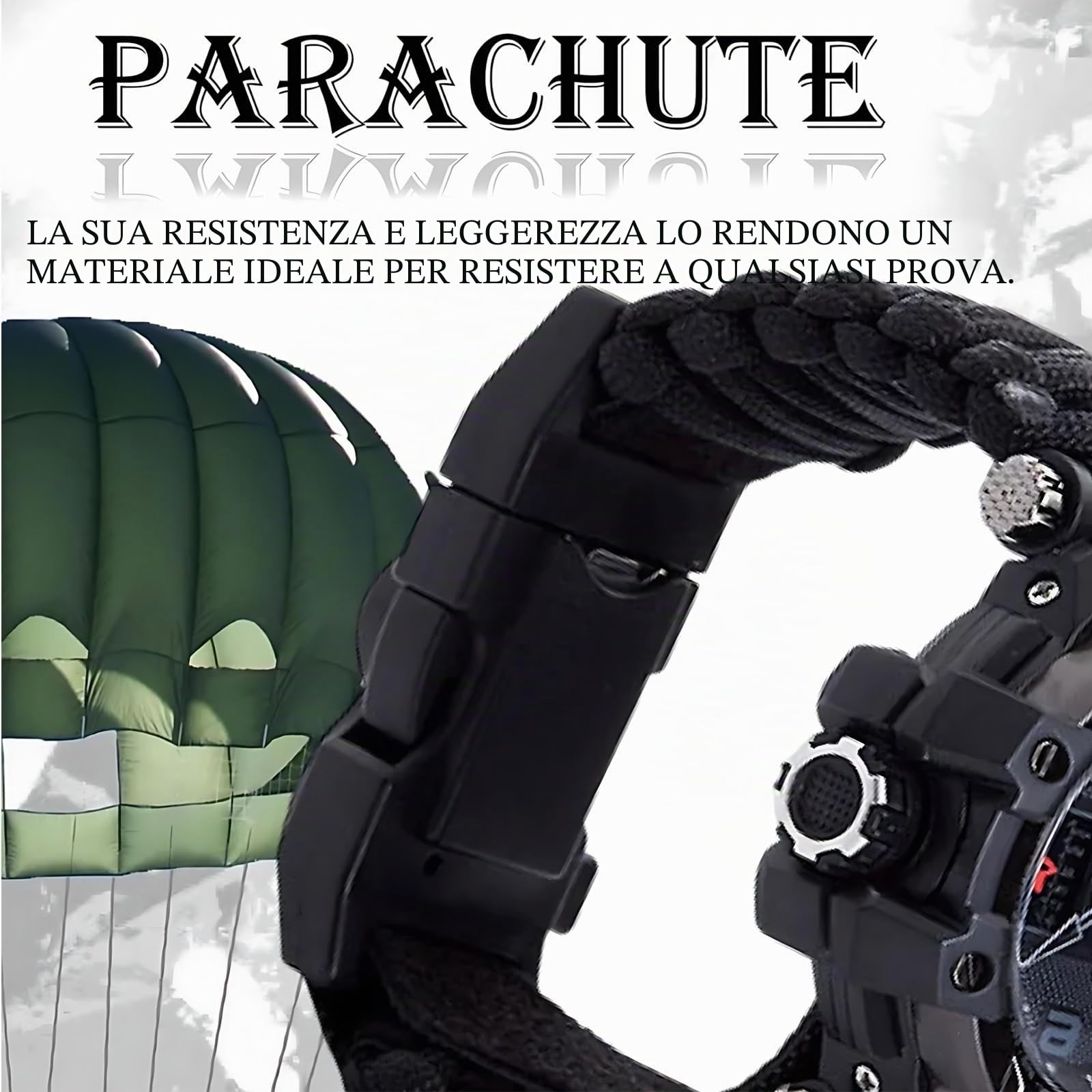 50M Impermeabile Militare Tattico Paracord Orologio Multifunzione Outdoor Survival Watch per Uomo Sport Orologi da Polso con Bussola Termometro