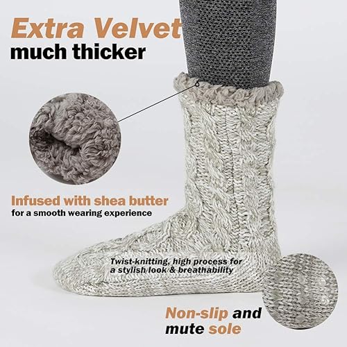 Miniatura 2 de MaaMgic - Pantuflas tipo media abrigadoras y mullidas para mujer, medias divertidas para invierno con antideslizante