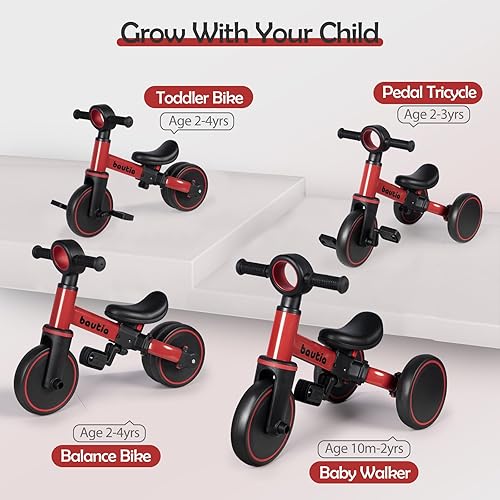 Miniatura 4 de Triciclo para niños pequeños de 1 a 3, bicicleta de equilibrio 4 en 1 para bebés de 1 a 2 años, regalo de bicicleta para niños con pedales extraíbles