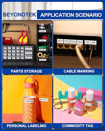 Miniatura 7 de BEYONDTEK P-Touch m-231 Compatible con Brother M Tape 0.472 in 0.47 Blanco, P-Touch M Tape Mk-231 Mk-231S Negro sobre Blanco 0.472 in 0.47 para