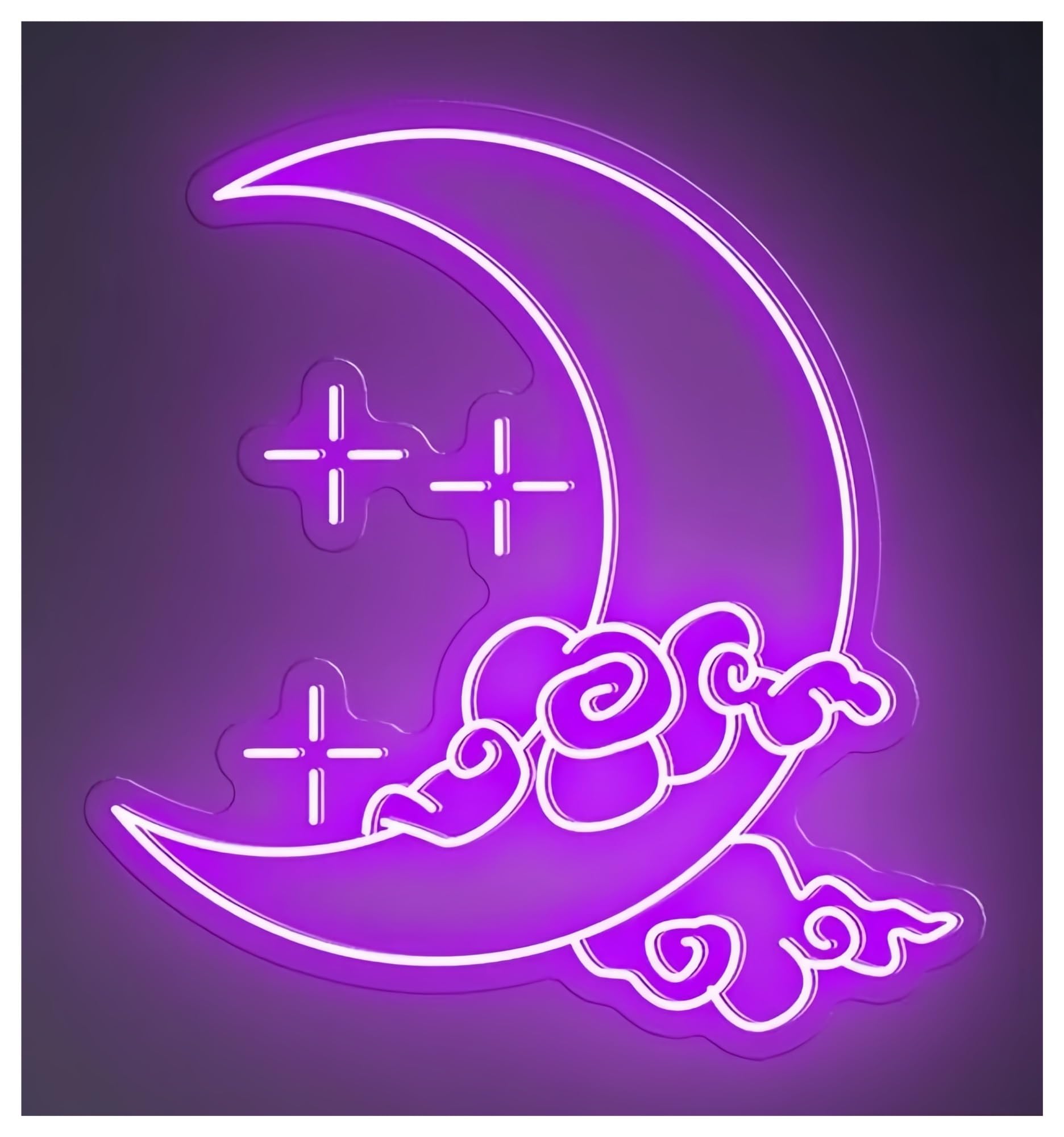 SHOUXI Sign Lamp Moon Cloud Star Neon Sign Art Wall Decor Bedroom Home 38cm(F)