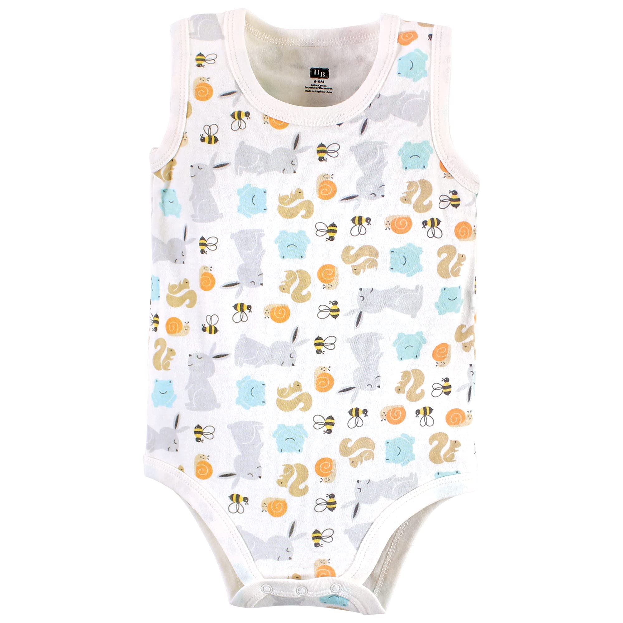 Hudson Baby Unisex dziecięce bawełniane body bez rękawów, króliczek i pszczoła, 9-12 miesięcy