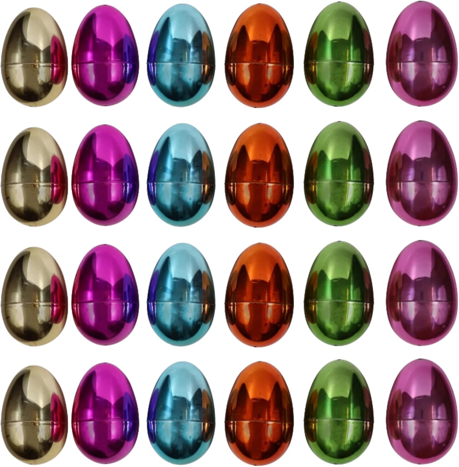 LLE Colorful Fillable Metallic Plastic Easter Eggs, 24pcs