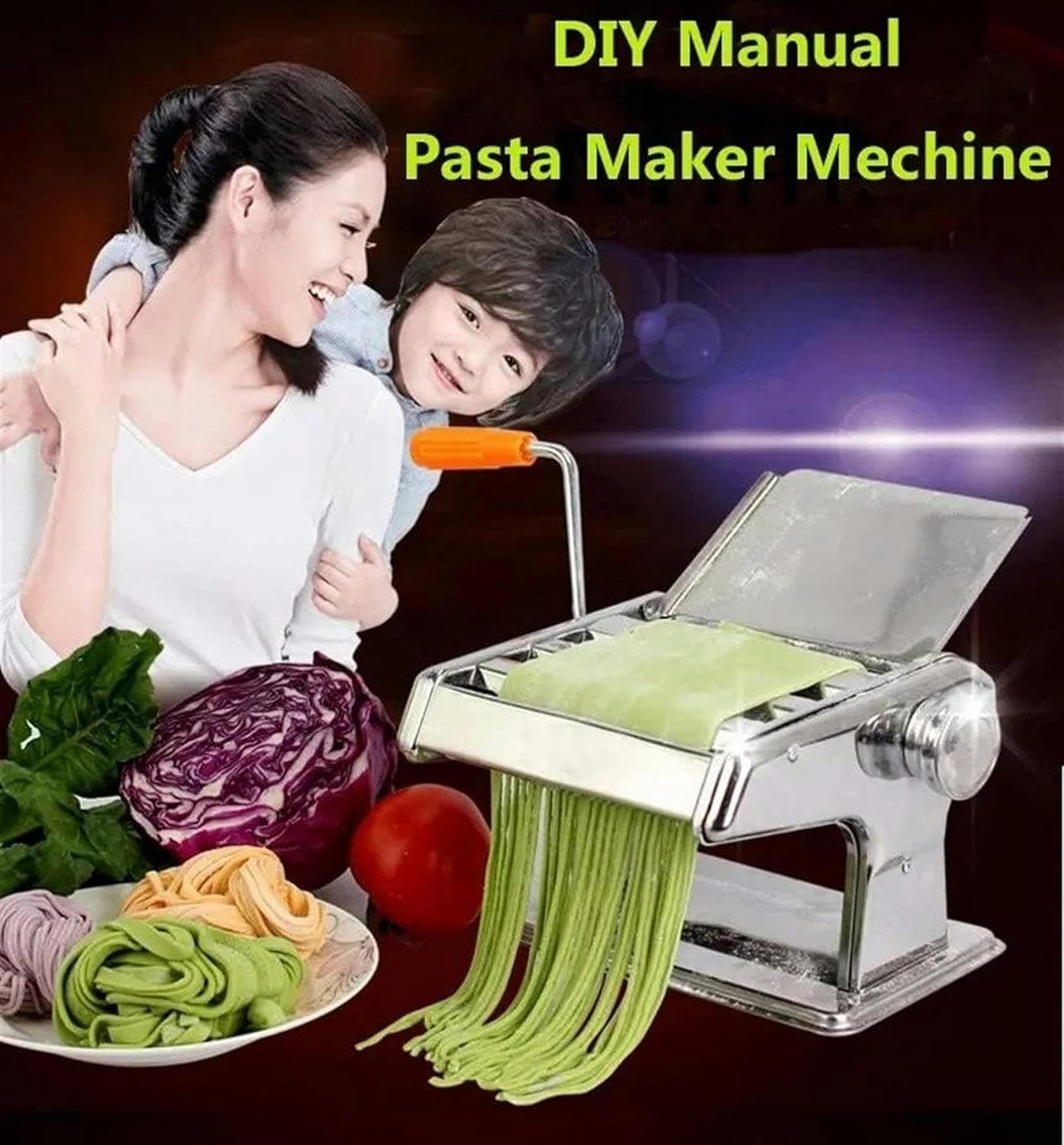 Wzglod Professional Pasta Maker Machine Stainless Steel Pasta Maker Machine 3 Rollers Manual Multifunctional Fresh Cutter (Silver, 21.2x15.5x2cm)