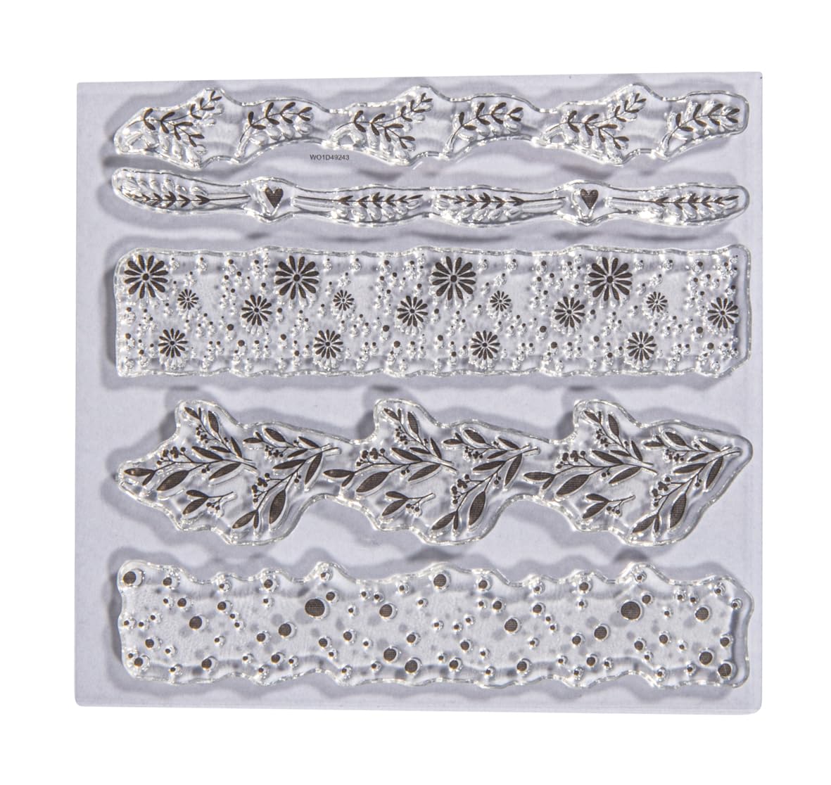 Rayher Set of 5 Clear Silicone Stamps for Card Making and Crafting, Craft Stamps in Assorted Flower Designs and Various Sizes, Flowers, 102.5x97mm, 50288000