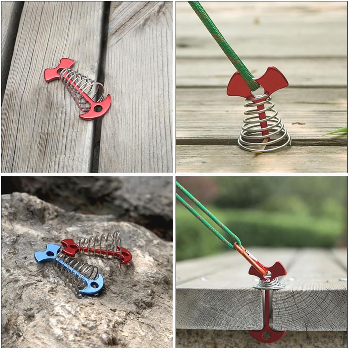 5pcs Fishbone Tent Peg with Spring Hook for Camping and Wind