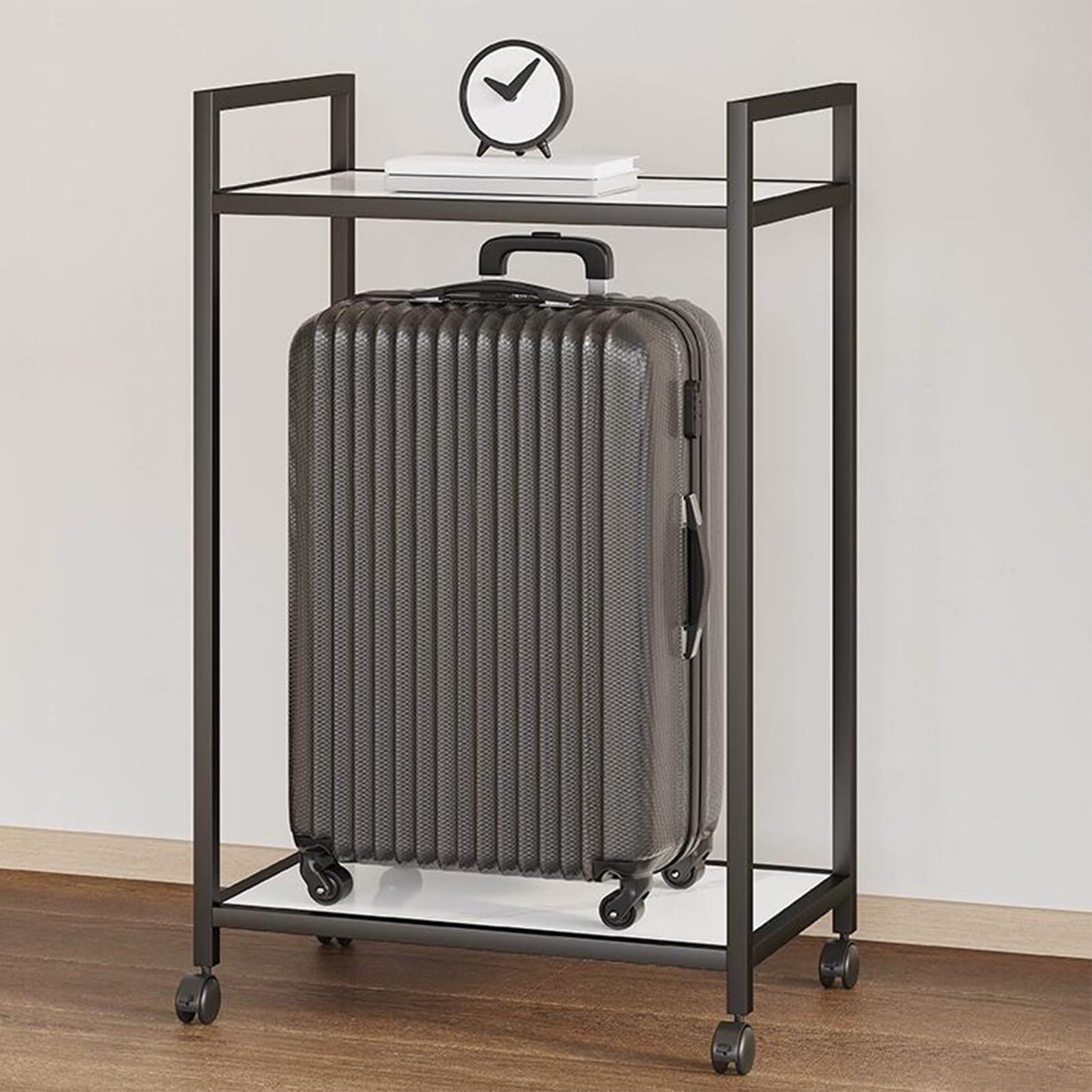 Soporte para maletas con ruedas, portaequipajes móvil para hoteles, habitaciones de invitados, diseño que ahorra espacio