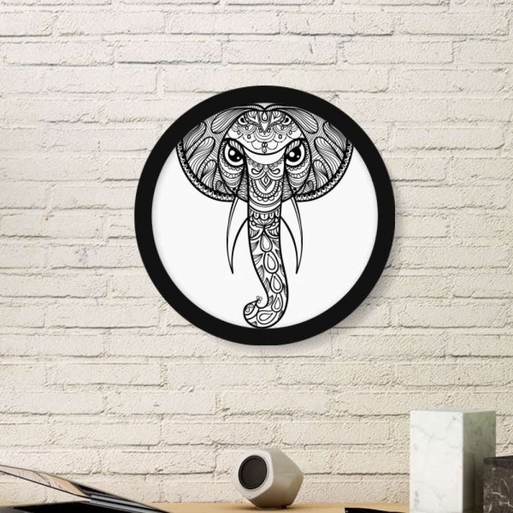 Peinture ronde éléphant avec finitions de cadre noir haut de gamme