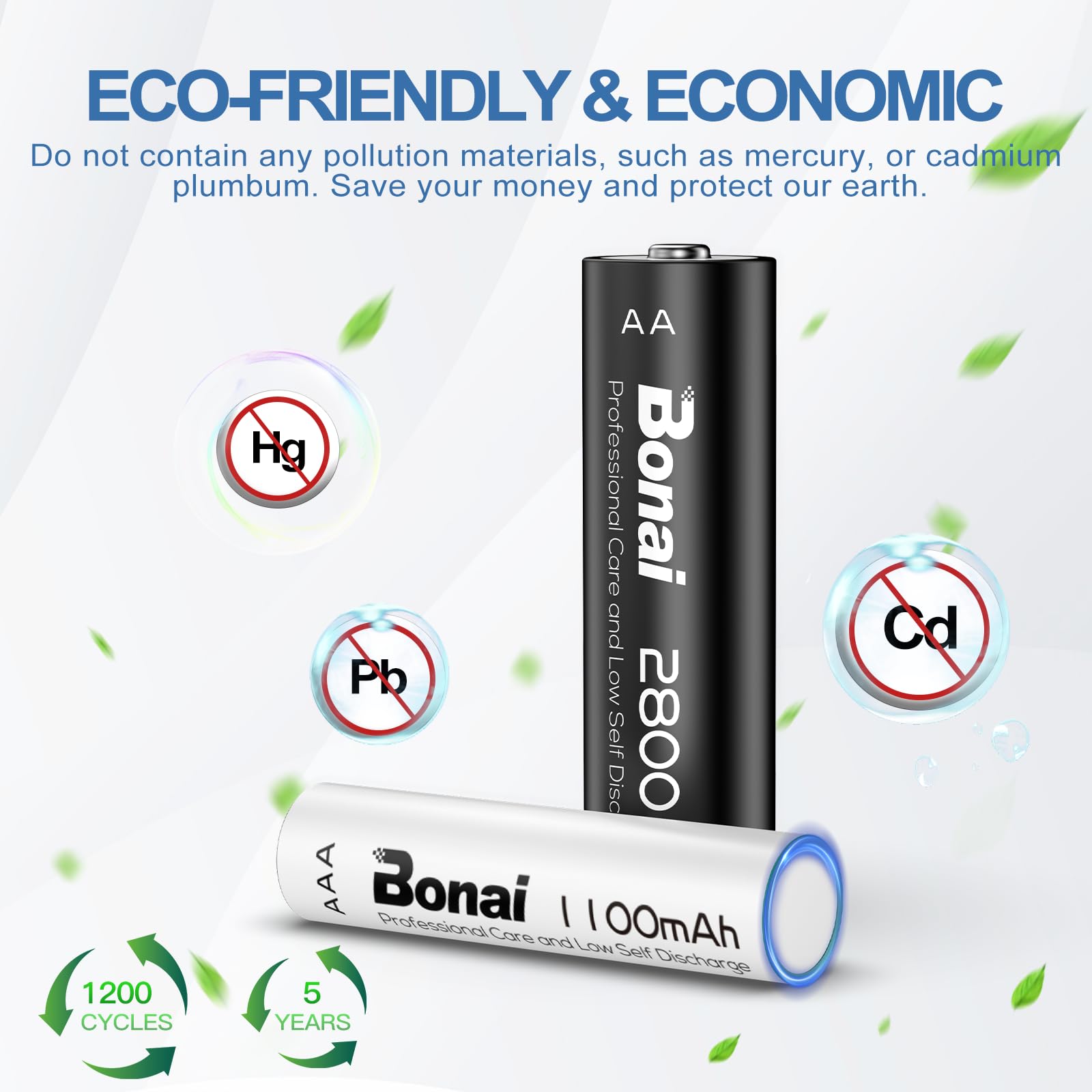 Aazon.co: BONAI Rechargeable AA AAA Battery Cobo,High Capacity 8PCS 2800Ah AA And 8PCS AAA - View #9