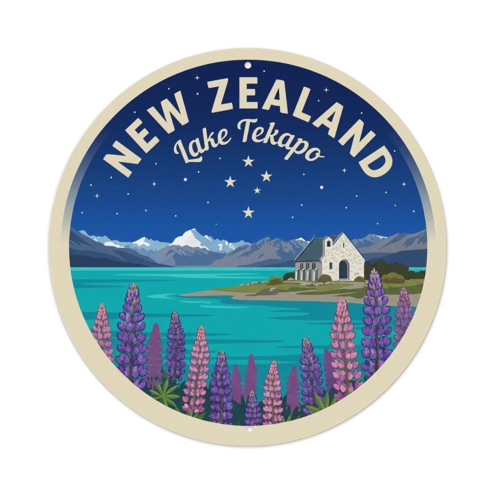 Vintage Travel New Zealand Serenity Vintage Metal Tin Sign Plaque Wall Decor for Cafe, Club Bar, Office, Garden Metal Poster 8x8Inch