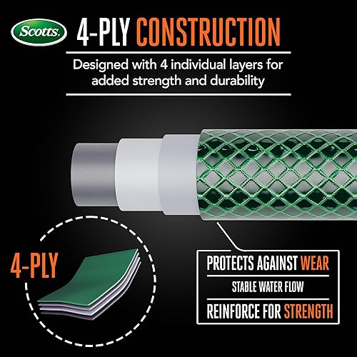 Miniatura 4 de Scotts Manguera de jardín de 50 pies  58 pulgadas de diámetro, construcción de 4 capas, 300 PSI, manguera de agua de alta presión, fácil de enrollar