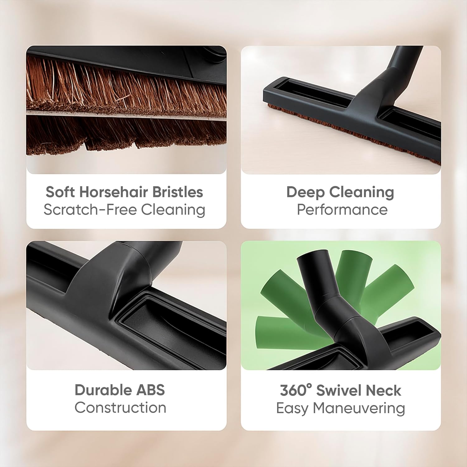 Universal Vacuum Brush Works for 32 mm (1 1/4") and 35 mm (1 3/8") Tubes - 14Inch – Compatible with shop vac attachments, Bissell, Eureka, Kenmore, Hoover – Includes 1 Floor Brush + 1 Adapter