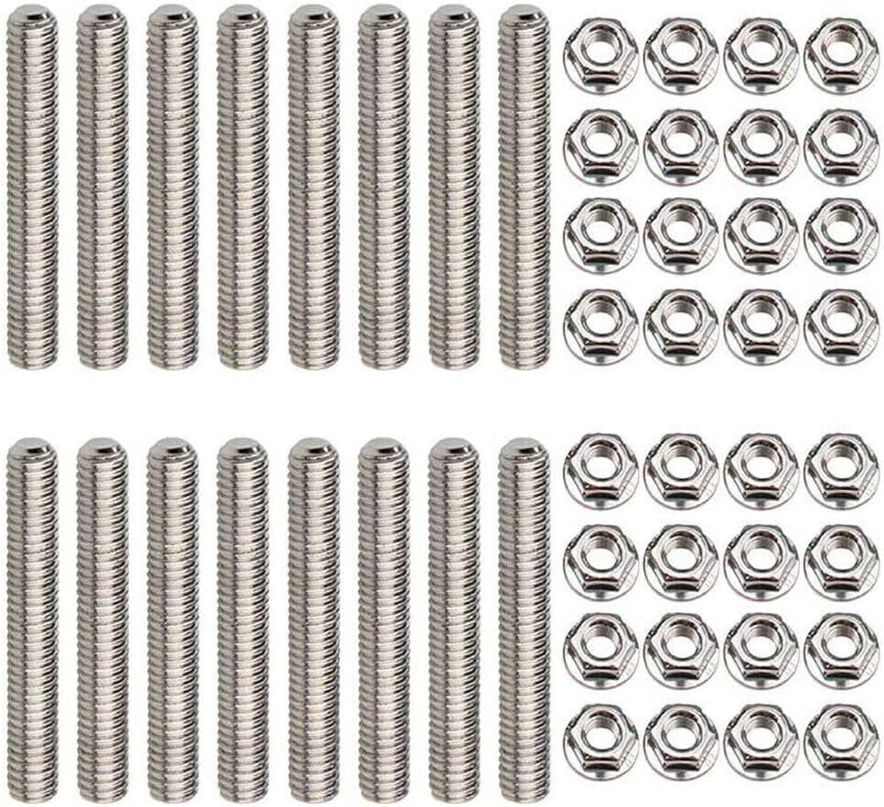 16pcs Stainless Steel Exhaust Manifold Stud Nuts Kit for Ford 4.6 5.4 Liter V8