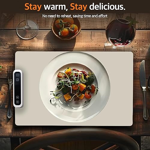 Miniatura 3 de Bandeja de calentamiento eléctrica alfombrilla térmica de silicona portátil para alimentos, calefacción de superficie completa con 5 ajustes de