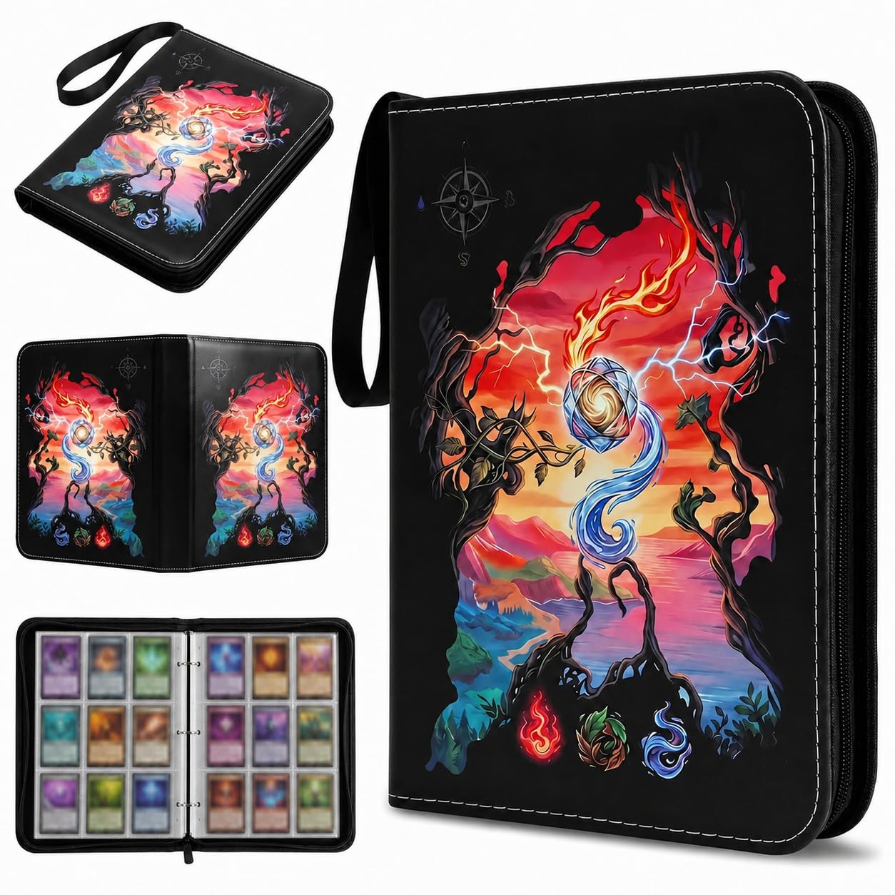 KORVORIA 9 Pocket Card Binder, 900 Portable Trading Card Album, Card Collection Folder with Zip, Card Holder for Christmas, Birthdays, Children's Day