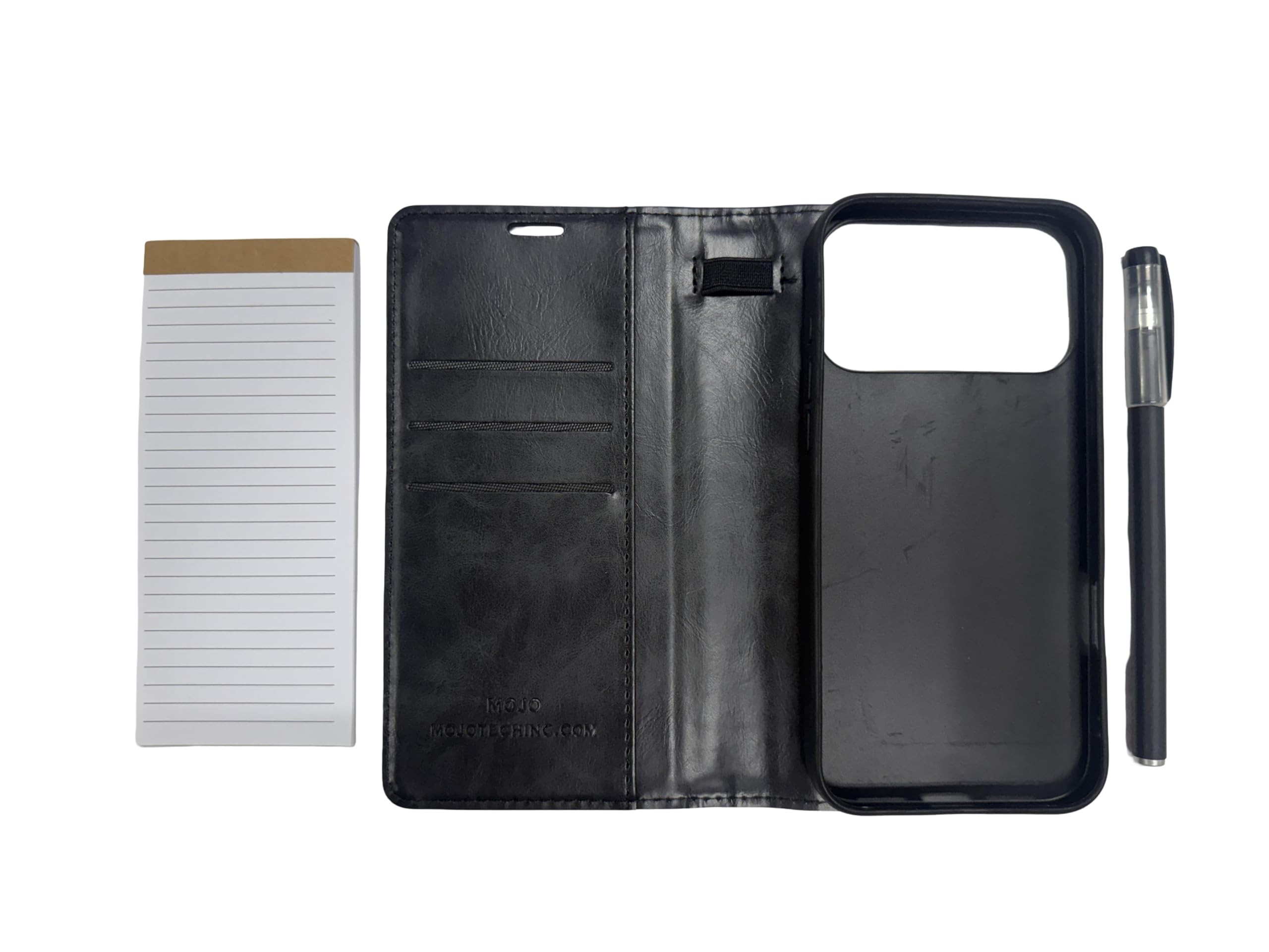 Amazon.com: MOJO Notepad Phone Case for iPhone 13/14/15 - Folding Wallet Phone  Case with Mini Pen and Note Pad (Black) (Fits iPhone 17 Pro) : Cell Phones  & Accessories