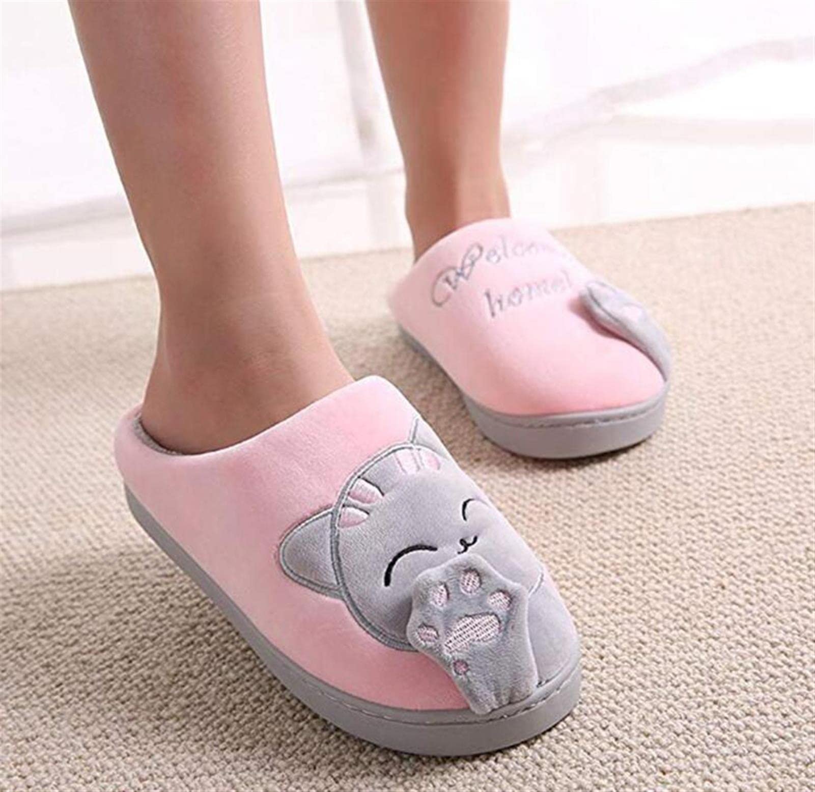 Desconocido Zapatillas Casa Mujer con Forro De Felpa Y Suela Dura - Cómodas/Blanditas/Mulliditas Y Calentitas, Unisex-Adulto (pink1 37/38)