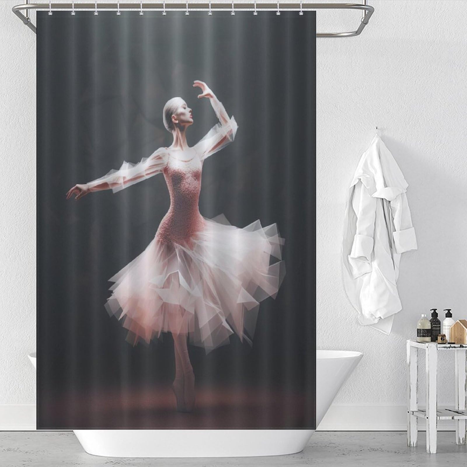 Rideau de douche imperméable ballet anti-éclaboussures en tissu polyester lavable 48x72"