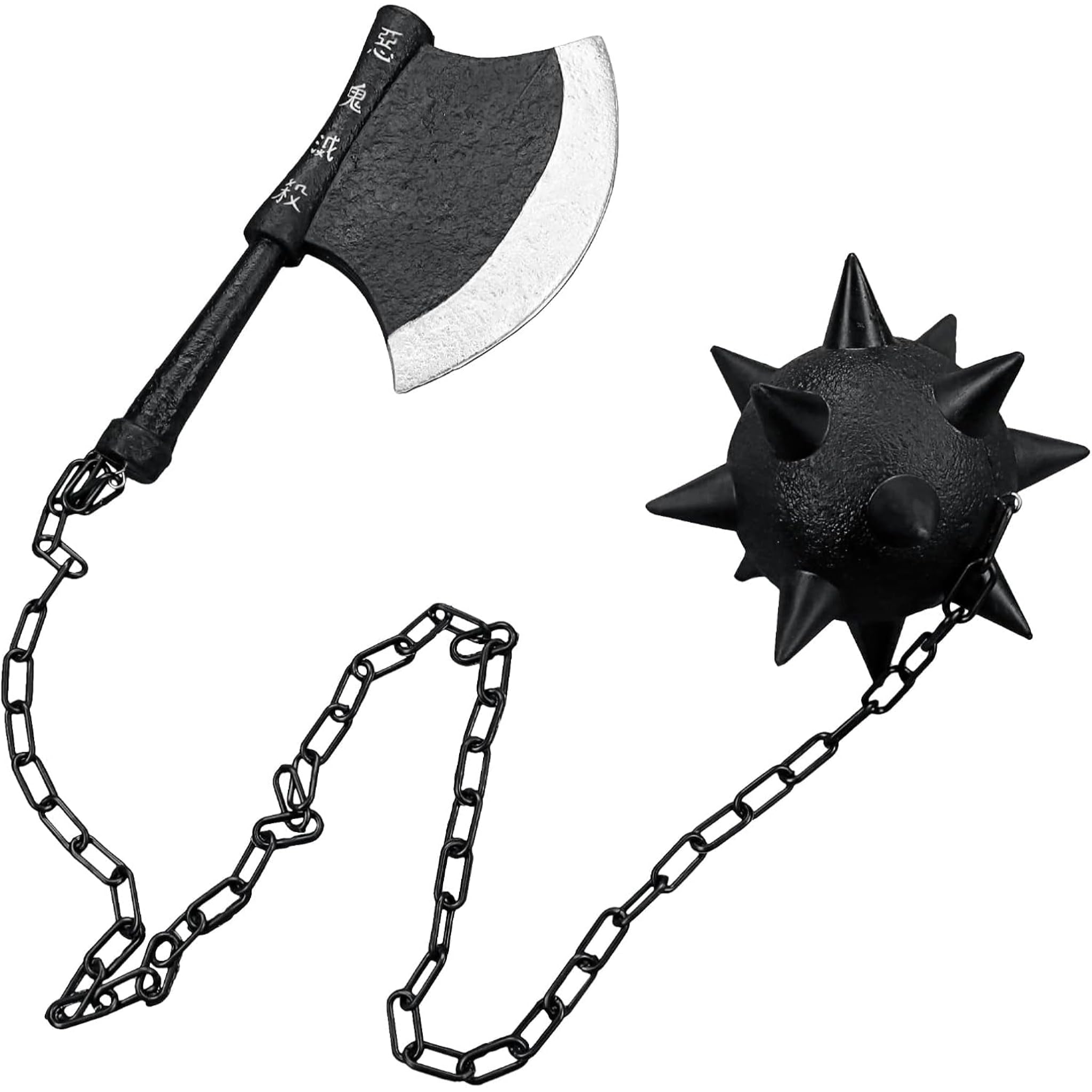 Next Level Cosplay Prop Replica Demon Slayer Gyomei Himejima Nichirin Chained Spiked Flail and Axe PU Foam 210cm