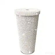 GYBYW 26oz Bling Rhinestone Studded Tumbler with Lid (No Straw, Need10 Inch x 8mm Straw), Bling Cups Stainless Steel Water Bottle Diamond Glitter Tumbler for Women - Birthday Gifts for Women(White)