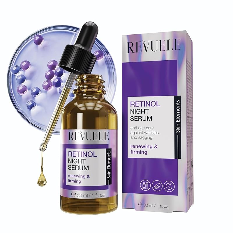 Sérum noturno facial REVUELE com retinol, ácido hialurônico e pantenol, 30 mL