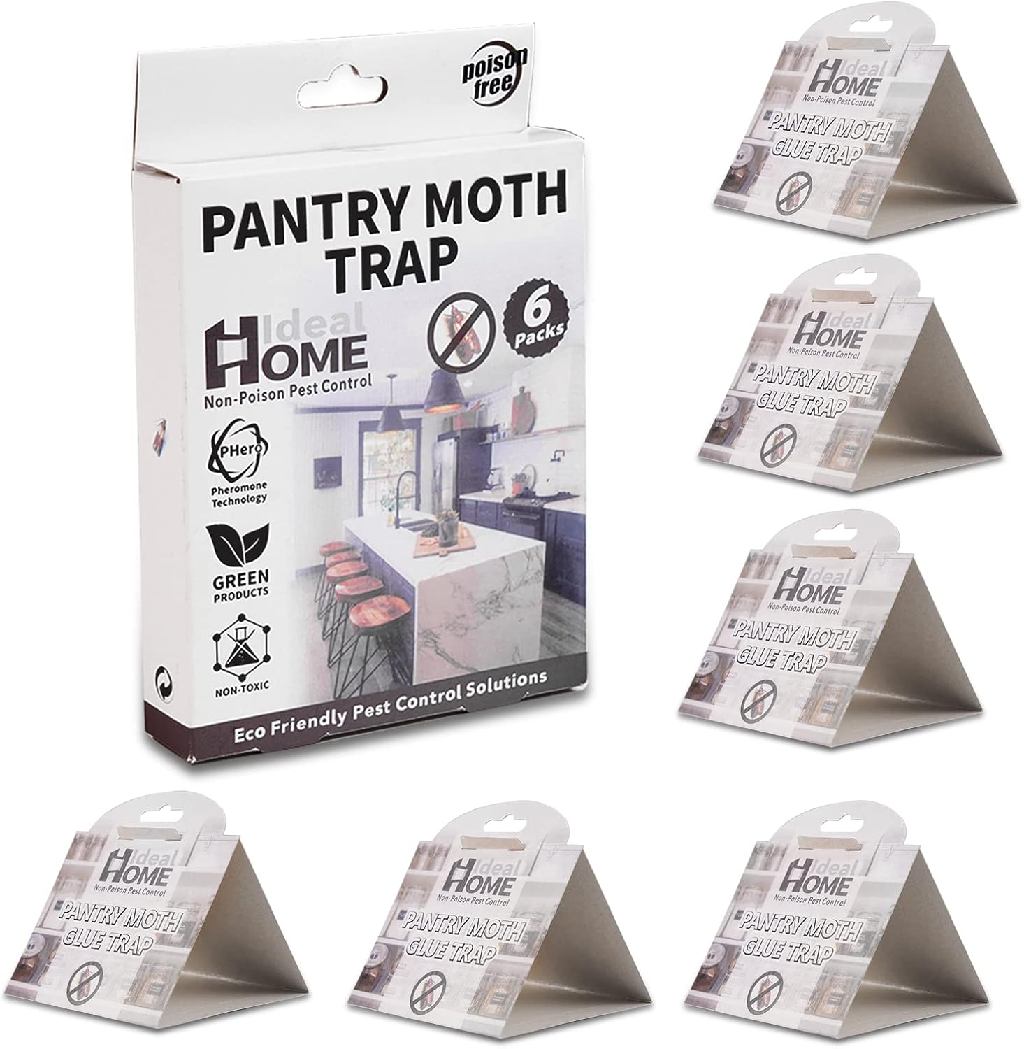 QOCO Moth Traps,6 Pack of Food Moth Killer Sticky Pheromone Repellen