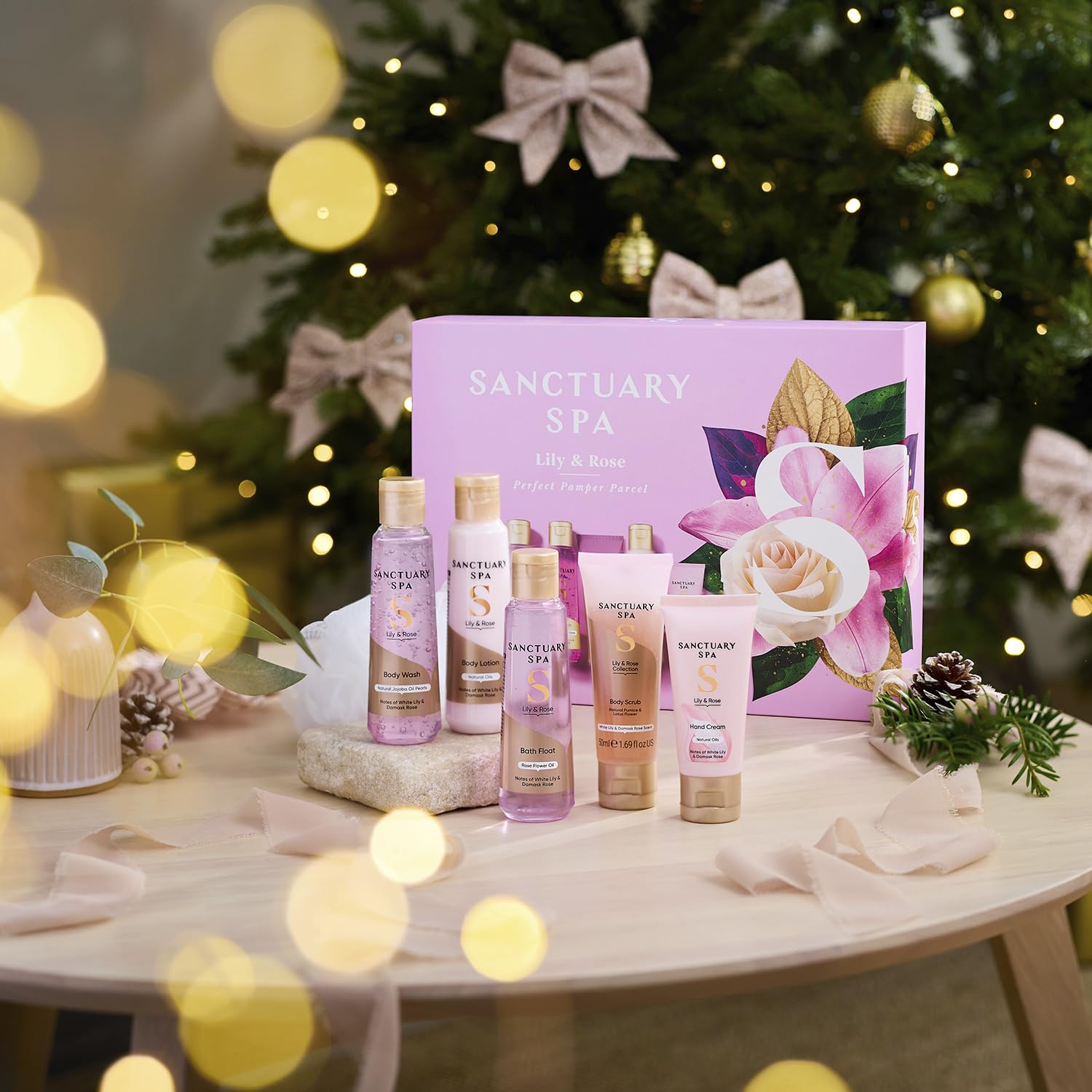 SANCTUARY Spa Lily & Rose Perfect Pamper Parcel – Luxury Bath & Body Gift Set for Women with Shower Gel, Body Lotion & More – Relaxing Spa Gift for Her, Ideal for Birthday, Christmas & Self Care - 4