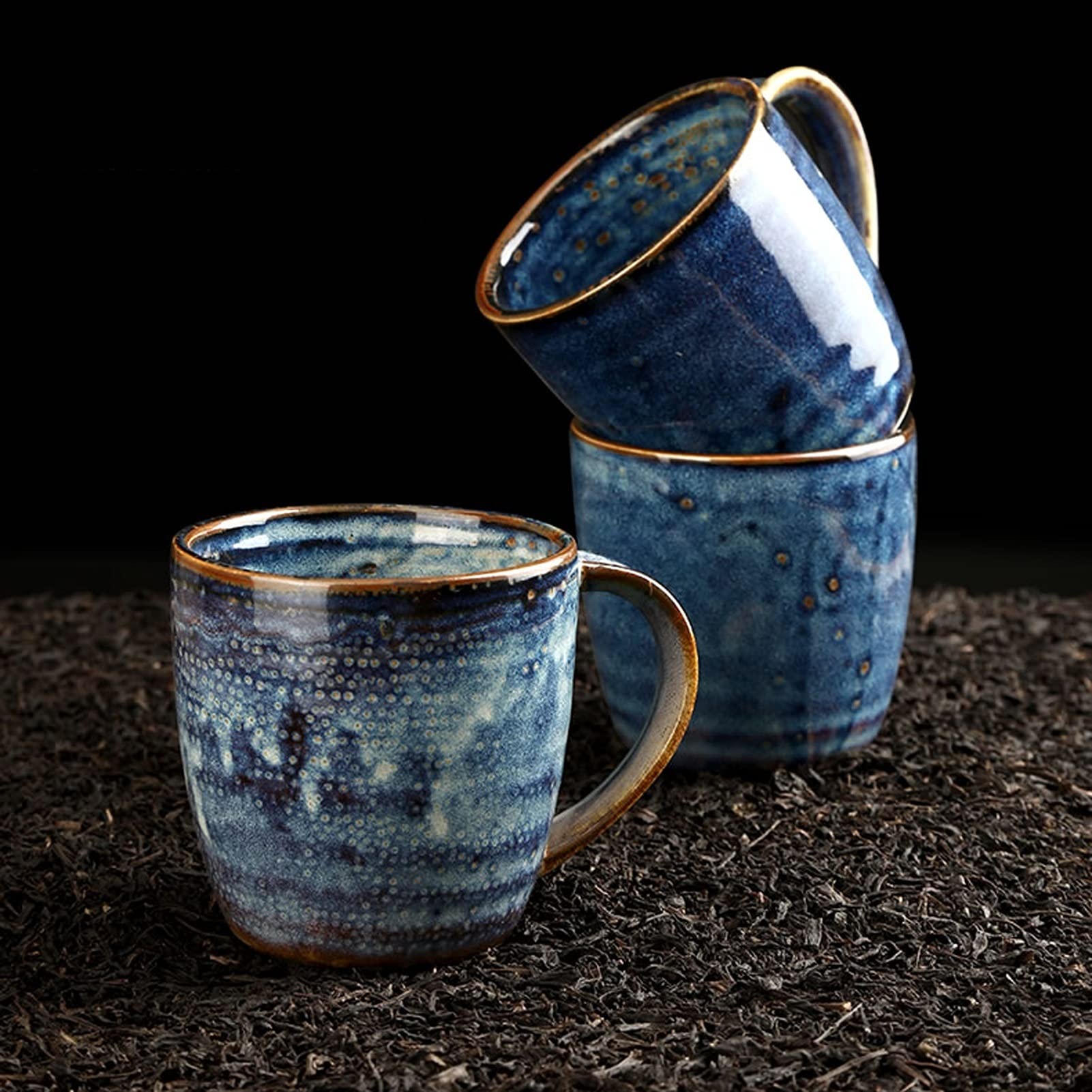 Kubek do kawy, filiżanka do herbaty niebieski kubek ceramiczny kreatywny kubek dla par z uchwytem duży kaliber kubek do kawy może być używany jako kubek śniadaniowy