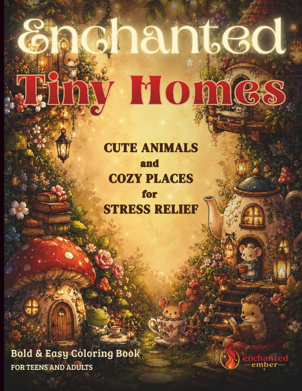 Enchanted Tiny Homes - Bold & Easy Coloring Book for Teens and Adults: Hygge Coloring Book for Stress Relief and Mindfulness | Cozy Tiny Houses, ... (Enchanted Bold and Easy Coloring Books)